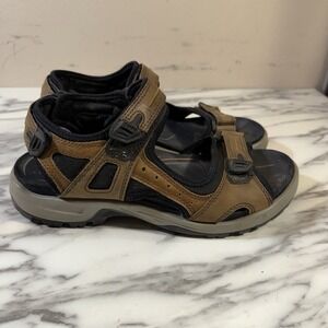 Ecco Yucatan Brown Leather Outdoor Sport Sandals Men's Size 44 Adjustable Straps